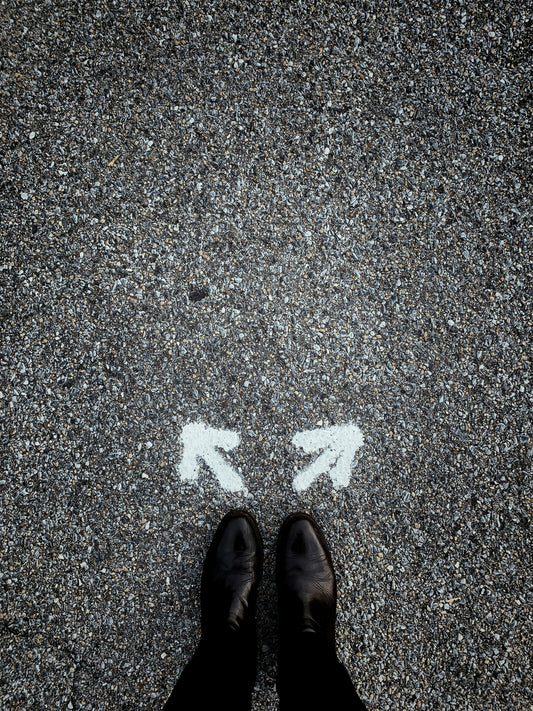 feet with two arrows