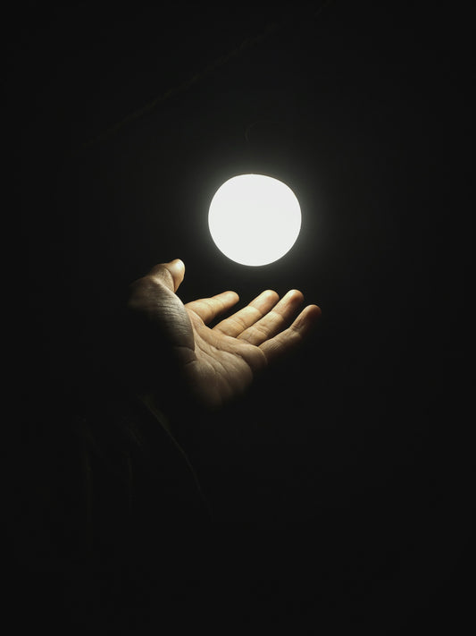 world lit up with hand