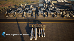 Baker Hughes NMBL modules at a construction site with clear sky.